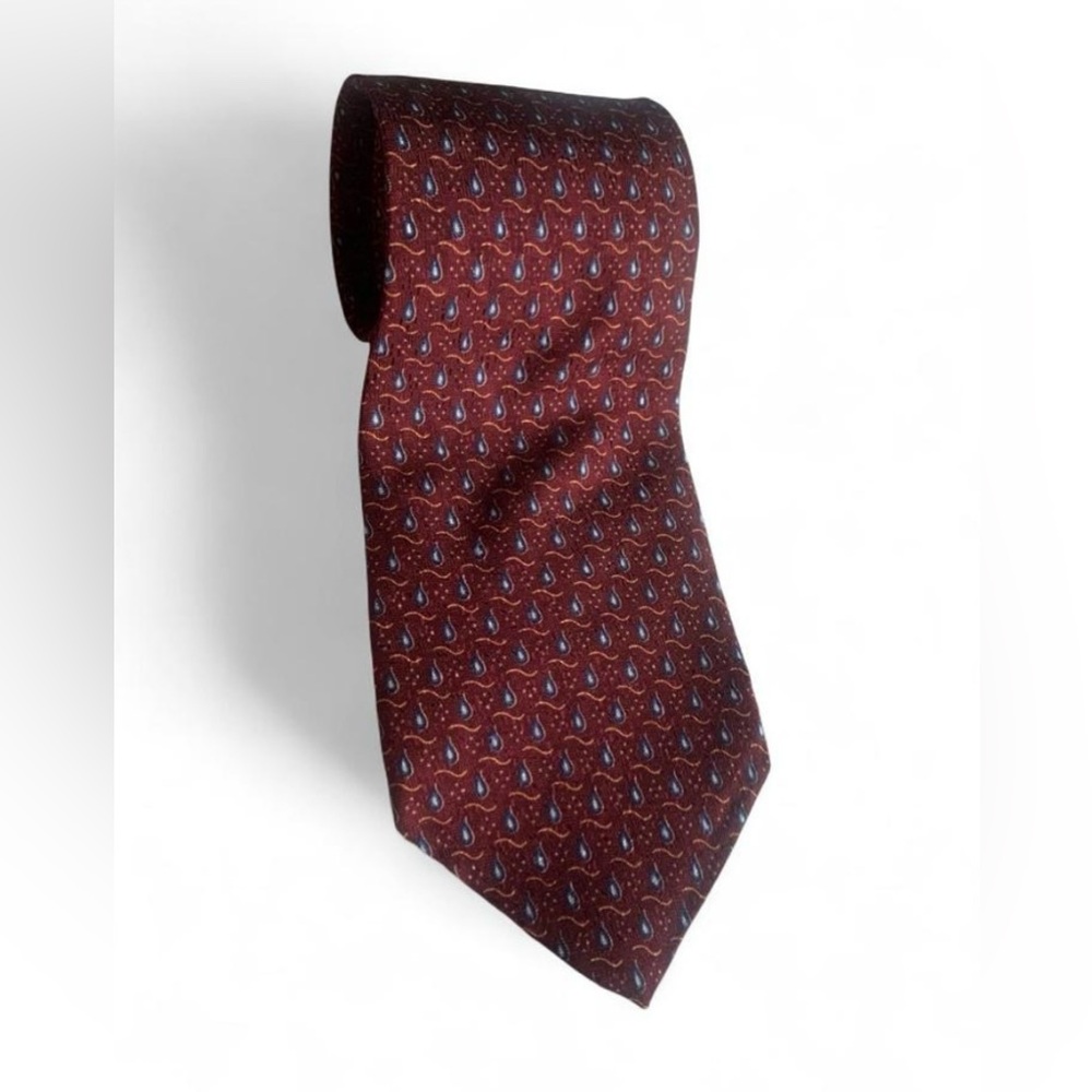 💕 Jos. A. Bank Burgundy Paisley Silk Tie with Blue Accents formal granpacore